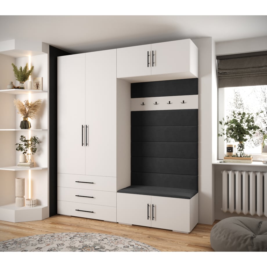 Garderoba do przedpokoju INOVA 3 Z12 biały+czarny+manila18