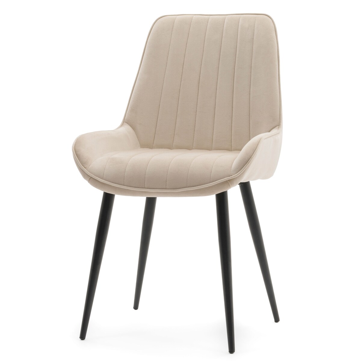 Krzesło tapicerowane welurowe do salonu jadalni nowoczesne glamour LUCA beżowa
