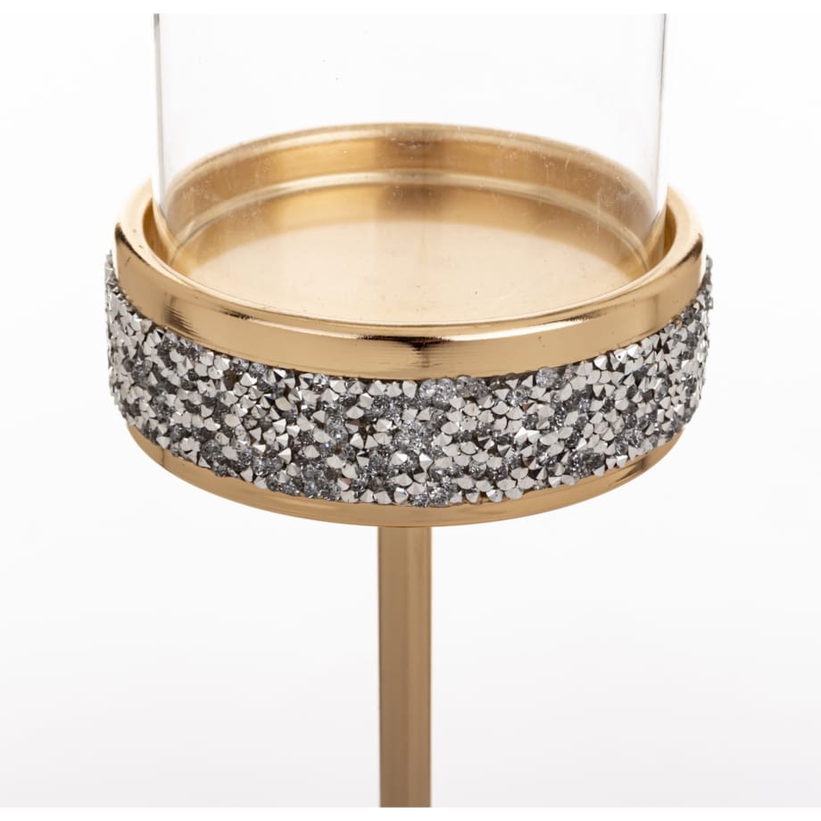 Świecznik złoty z kloszem 34x10 cm NIRAMAL small