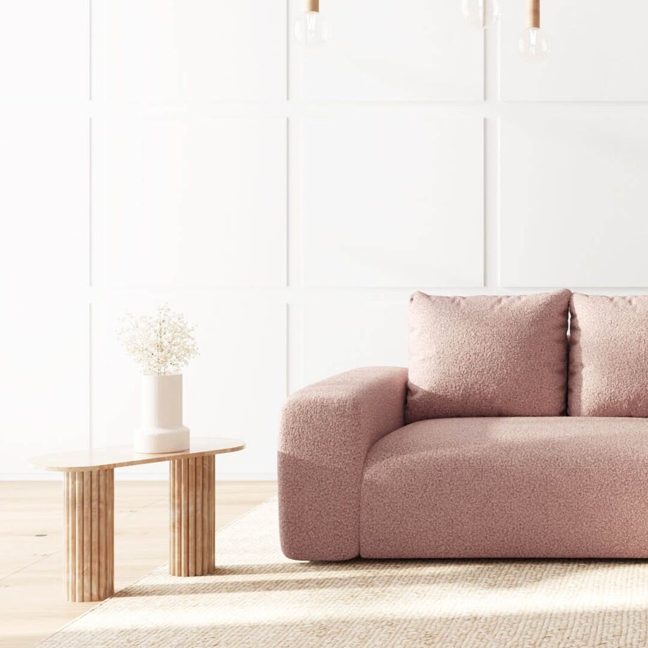 Monce Sofa narożna prawa pastelowy różowa