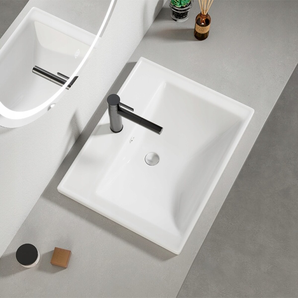 Umywalka ceramiczna biała prostokątna 52x41cm