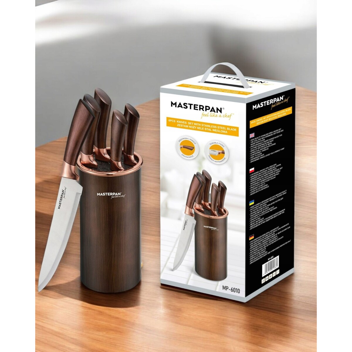 Zestaw Komplet Noży Kuchennych W Bloku 6 El. Ostre Premium