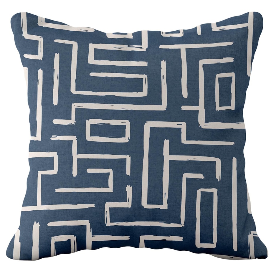 Poszewka dekoracyjna 43x43 niebieska, w kremowe ornament, Darymex