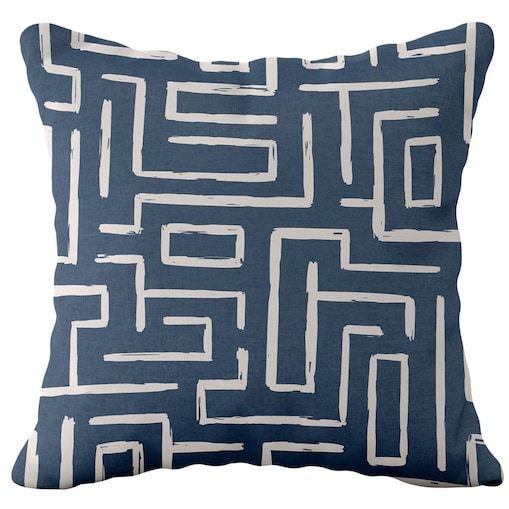 Poszewka dekoracyjna 43x43 niebieska, w kremowe ornament, Darymex