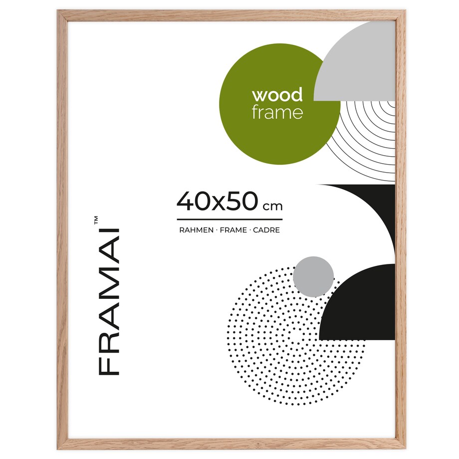 Ramka na zdjęcia 40x50 cm ramka drewniana dębowa naturalna foto ramka z litego drewna dębowego prostokątna OAK FRAMAI