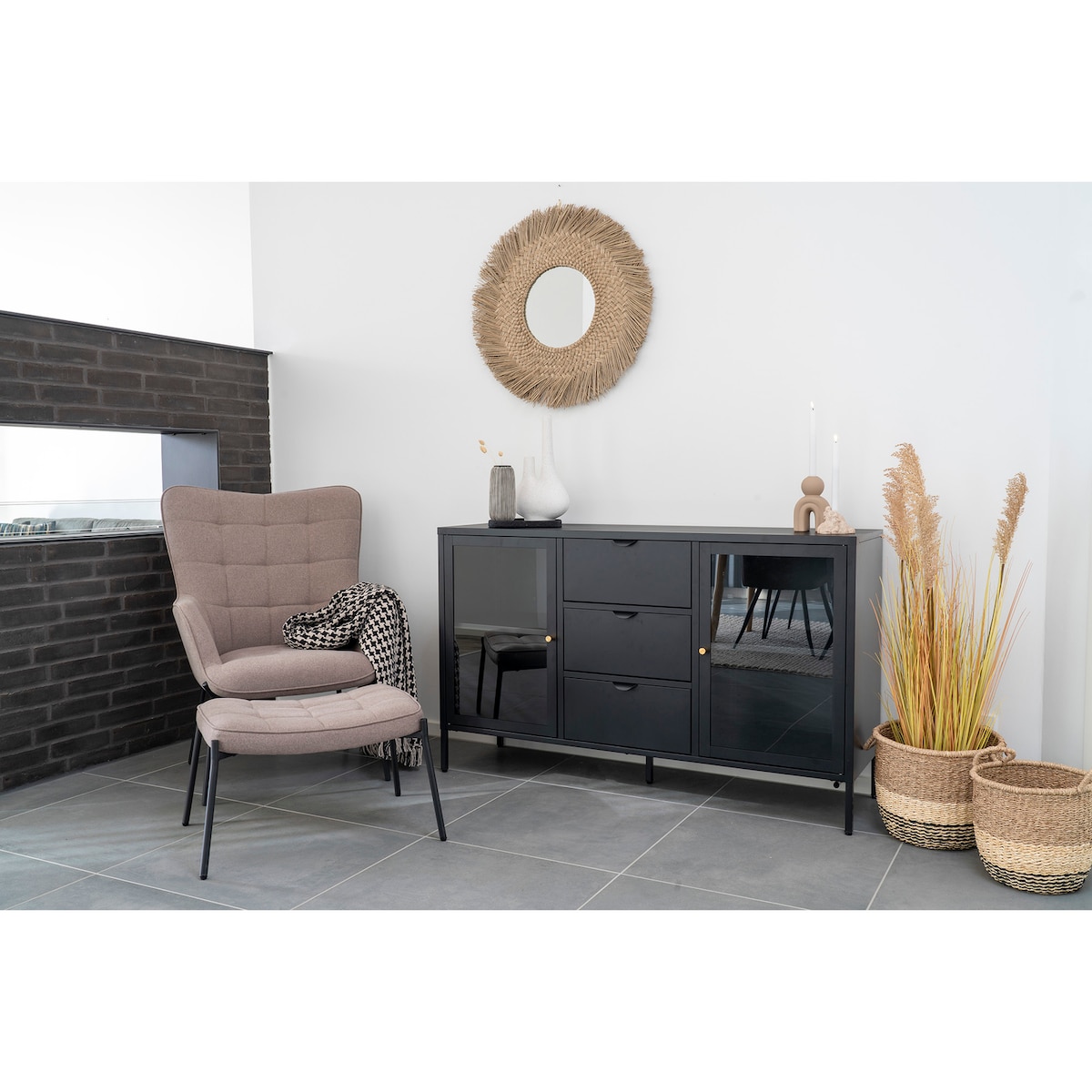 Pled Side bawełniany czarno‑biały 130x180 klasyczny do salonu