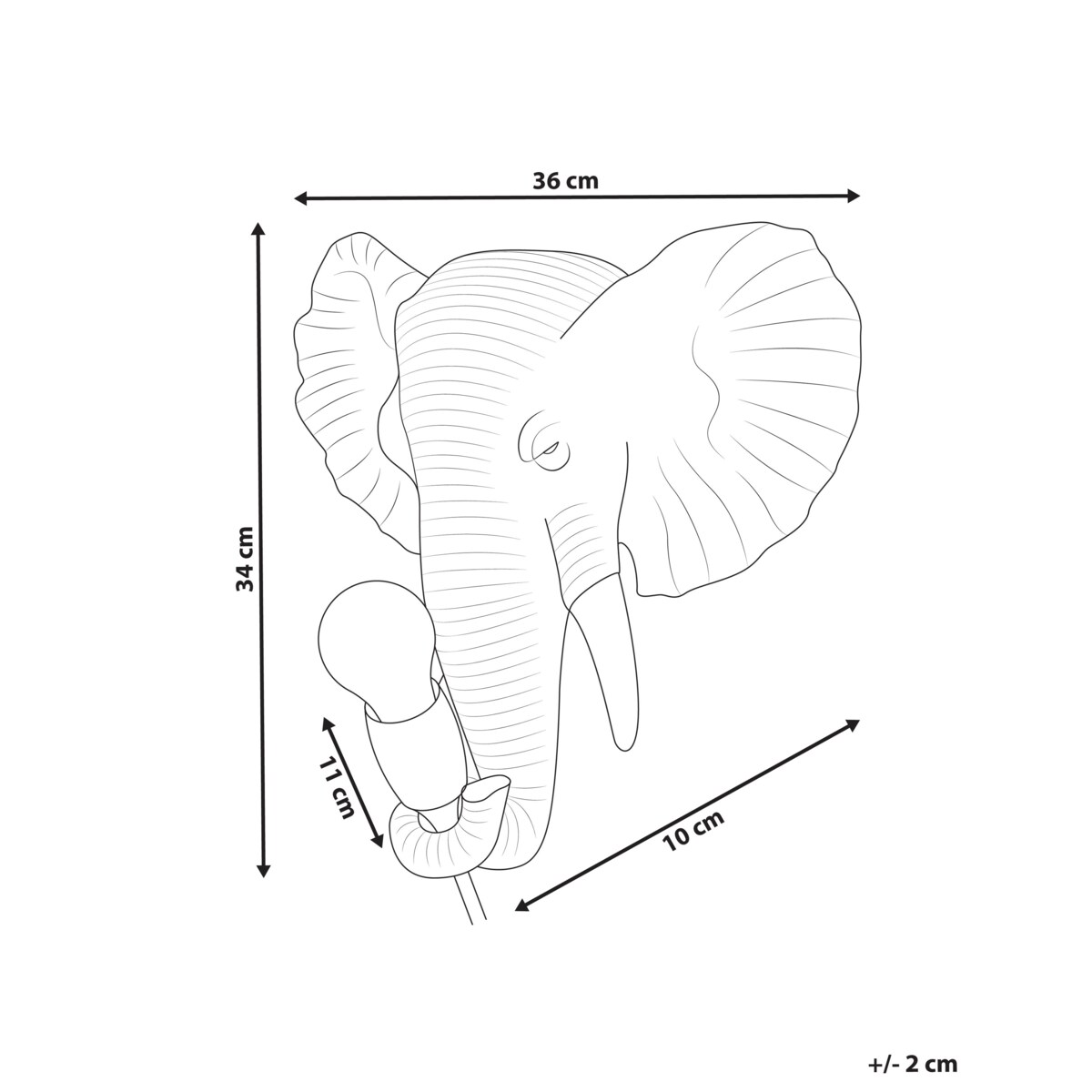 Lampa ścienna Słoń ELEPHANTI Złoty