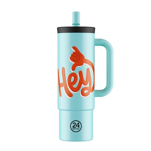 24BOTTLES STRAW CUP kubek termiczny ze słomką, Hey! Blue