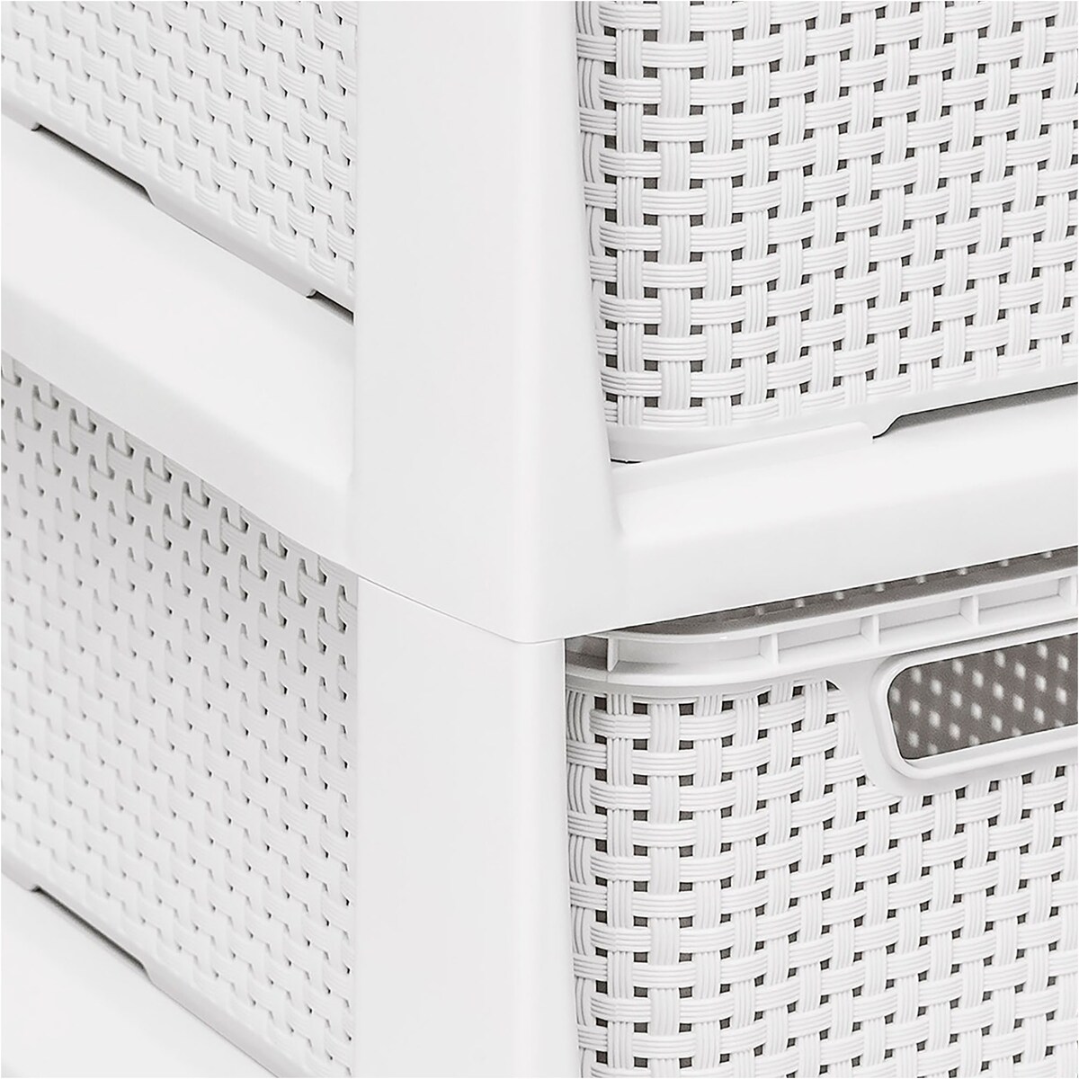 Regał Stojak Łazienkowy Rattanowy Szafka Z Koszami 4 X 7L Biały