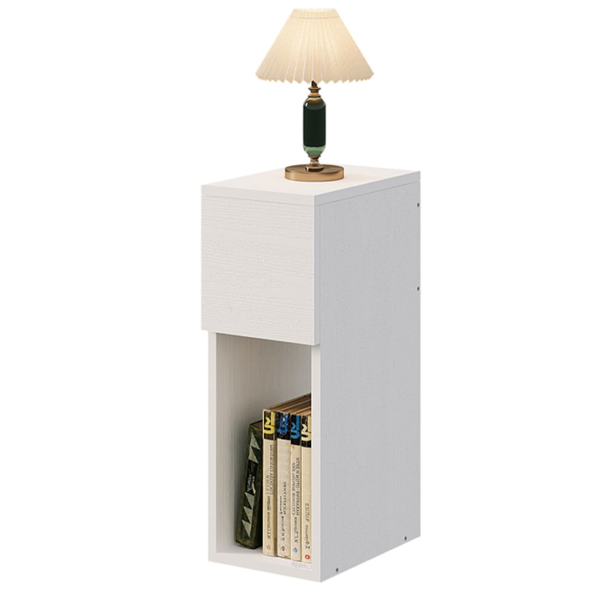 Szafka nocna biała z szufladą stolik z półką nowoczesny sypialni 55 cm