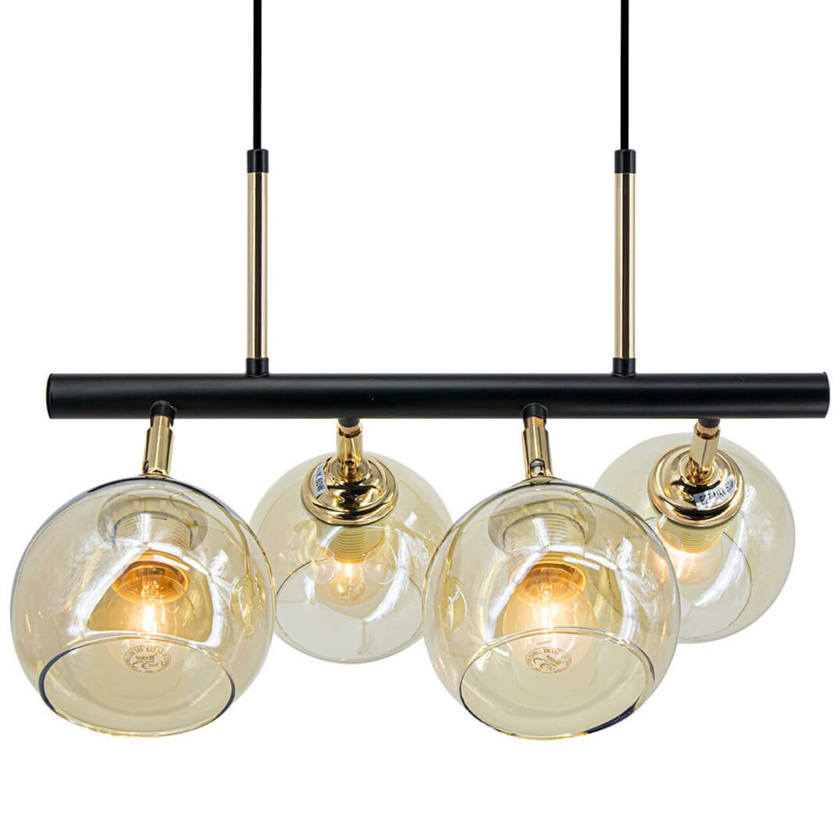 Loftowa lampa wisząca Piran 2208/4 BL TR nad stół kule szklane czarny złoty