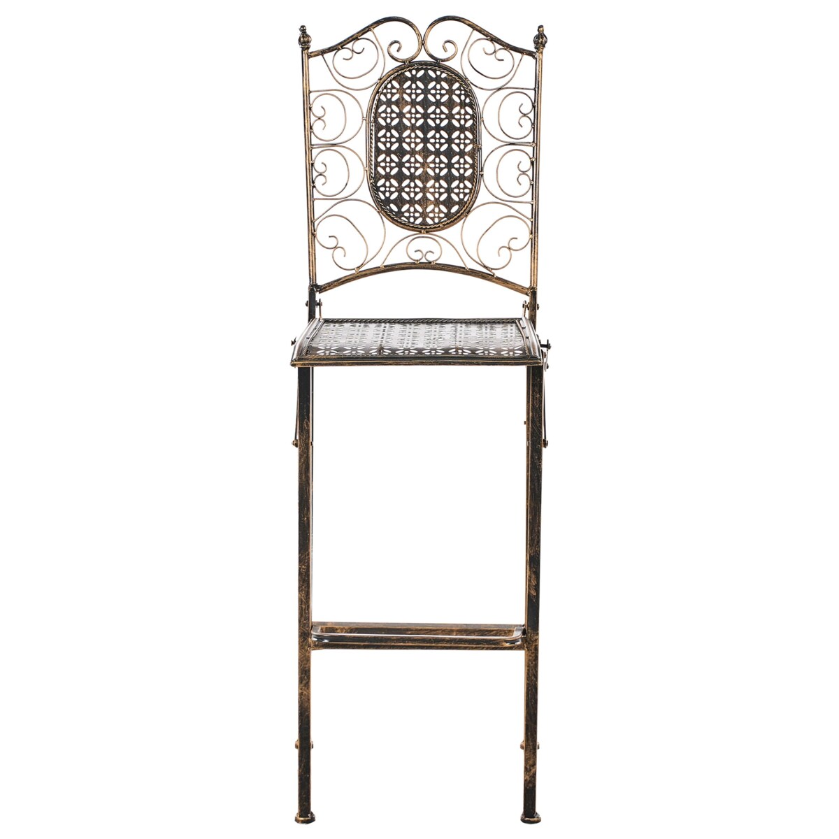 Zestaw 2 krzeseł barowych ogrodowych BORMIO Składane Metal Czarny