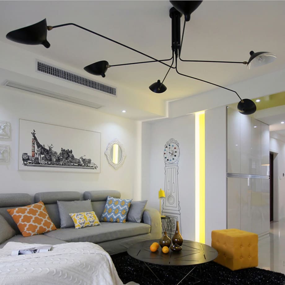 Duża Lampa Sufitowa Wisząca Czarna Pająk 270Cm Xxl