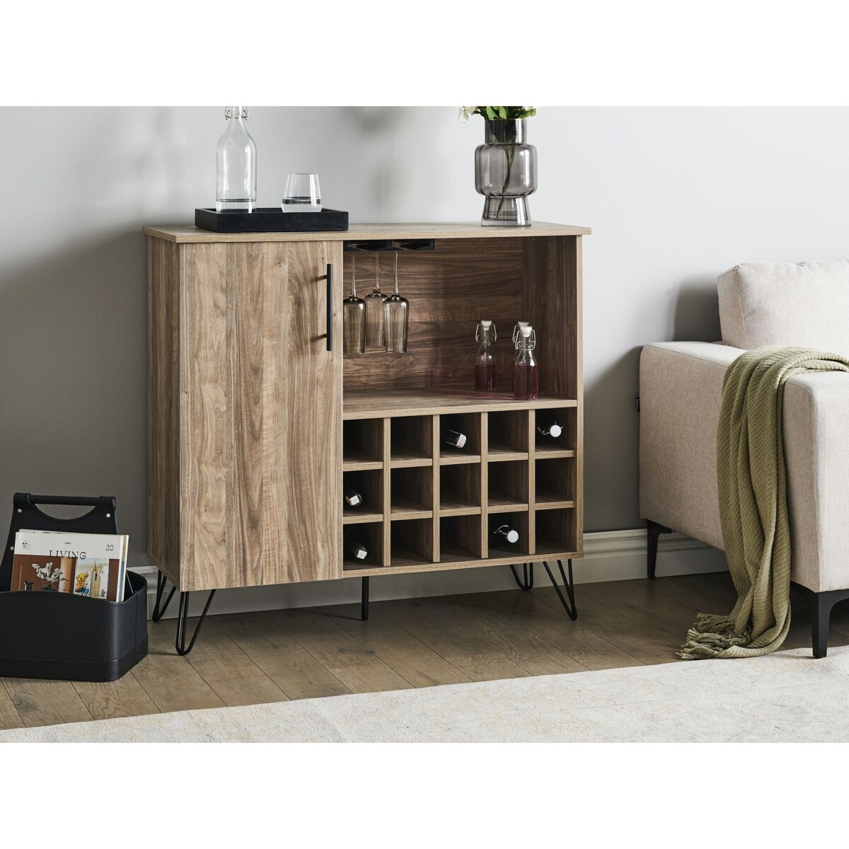 Szafka z półką na wino jasnobrązowa ELISTON