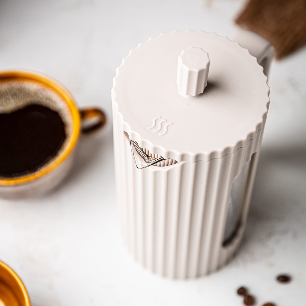 Zaparzacz do herbaty kawy szklany French Press 1000 ml beżowy KLAUSBERG