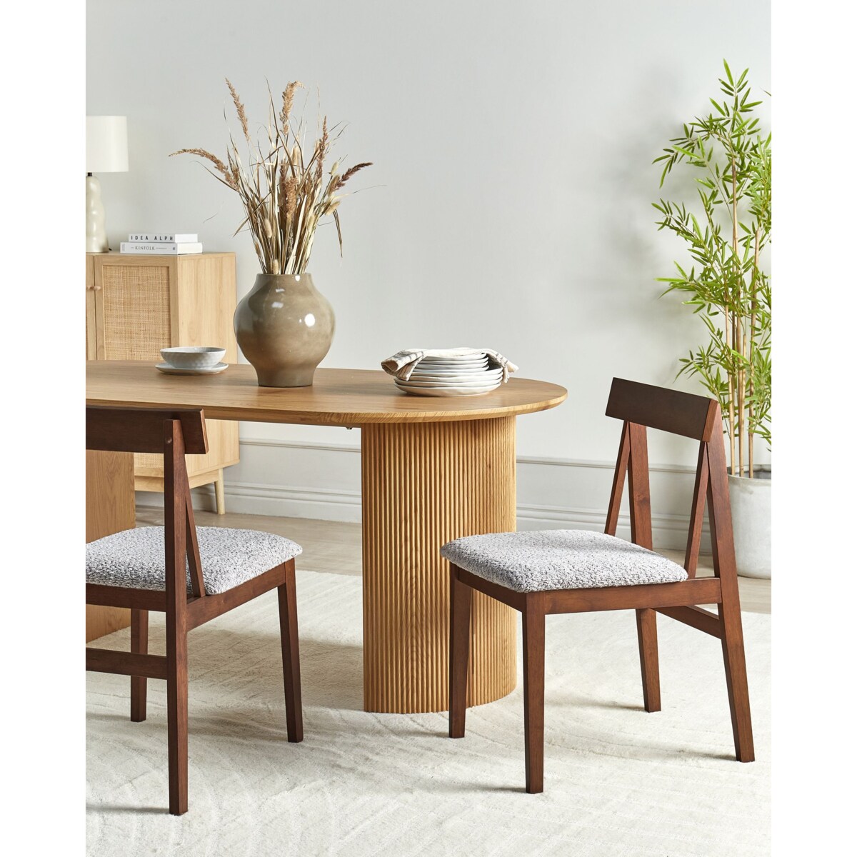 Zestaw 2 krzeseł do jadalni ISLE Drewno kauczukowe Szary