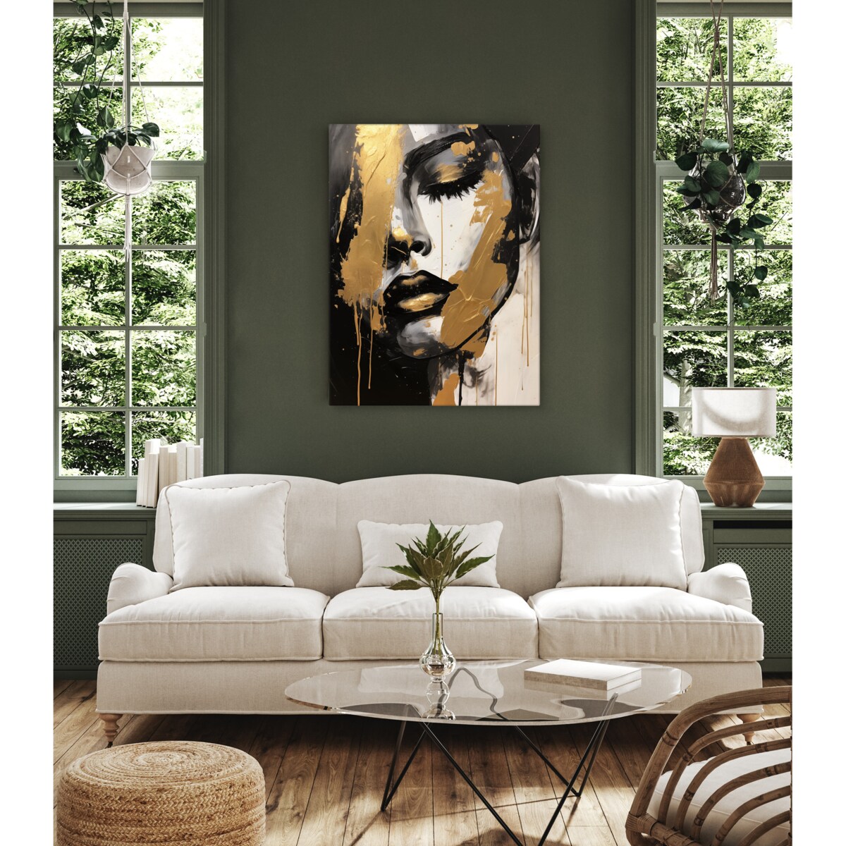 Obraz Do Salonu ZŁOTY Portret Kobieca Twarz Styl Glamour Abstrakcja 30x40cm