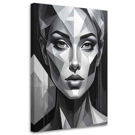 Obraz do salonu sypialni, Kobieta Geometryczny Portret czarno biały