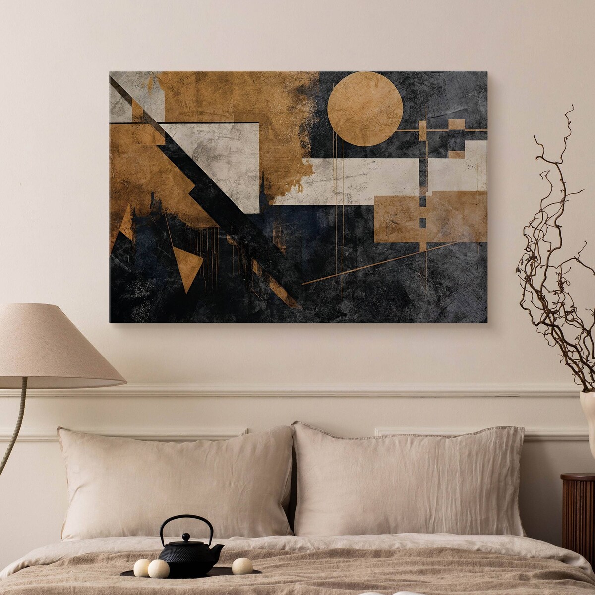 Obraz Na Płótnie Do Salonu Abstrakcja Geometryczna Styl Glamour 120x80cm