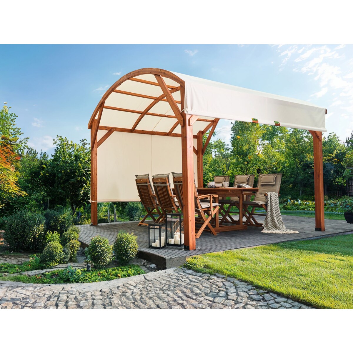 Pawilon ogrodowy 303 x 300 cm złamana biel SCOPELLO