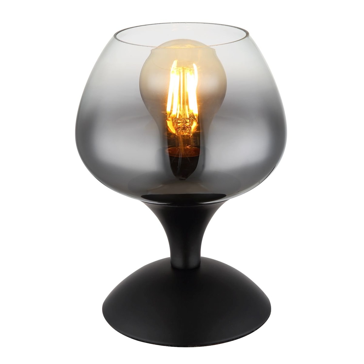 Lampa stołowa Globo MAXY 15548T2 czarna matowa z dymionym kloszem E27 40W minimalistyczna do salonu sypialni biura