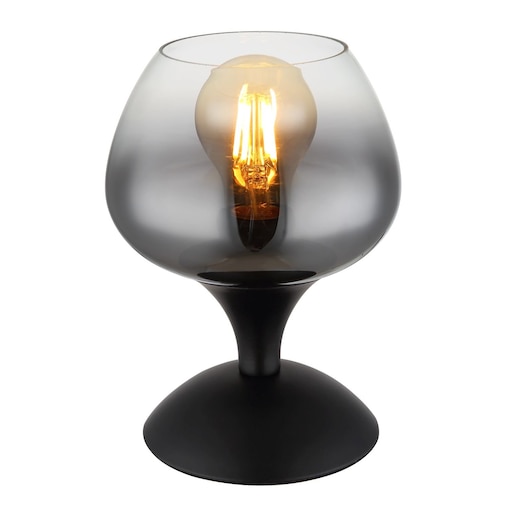Lampa stołowa Globo MAXY 15548T2 czarna matowa z dymionym kloszem E27 40W minimalistyczna do salonu sypialni biura