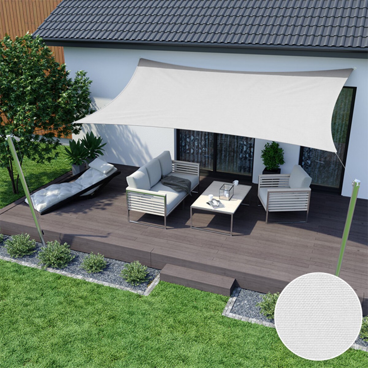 Żagiel Przeciwsłoneczny Ogrodowy Wodoodporny 4X3 M Ciemny Biały Zacieniacz