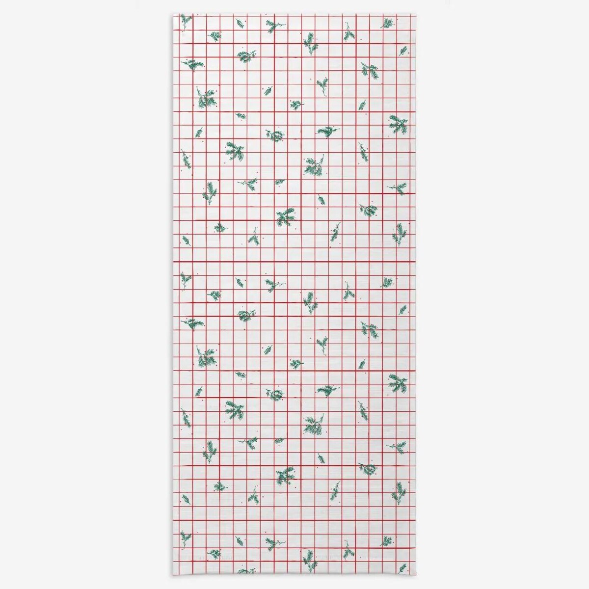 Obrus świąteczny - krata i gałązki - 140x320