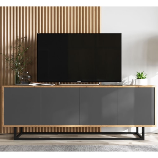 Industrialna Szafka RTV Loft Komoda RTV Dąb Wotan Grafit MAT 150 cm