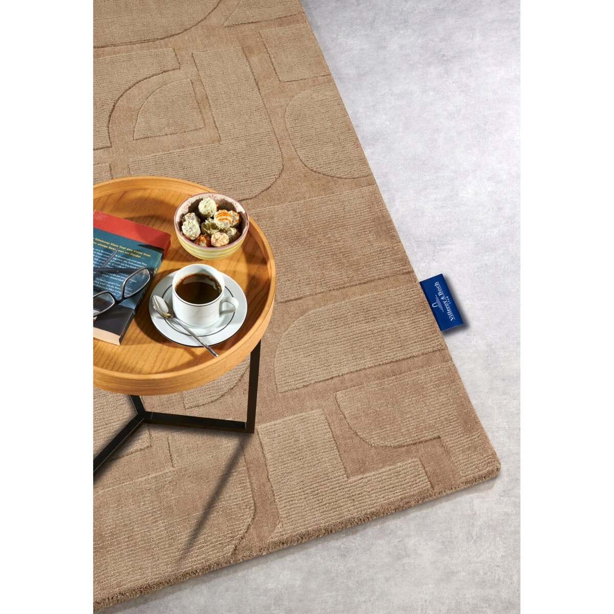 Dywan wełniany do salonu 190x280cm,beżowy tkany ręcznie z efektem 3d