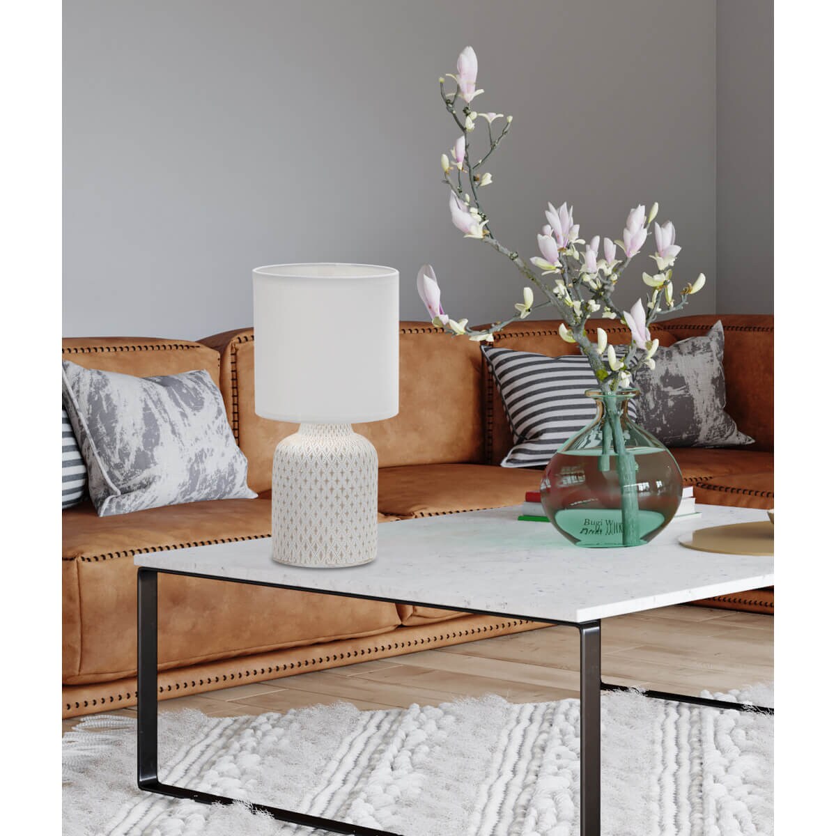 Stołowa lampka ceramiczna Iner 41-79848 Candellux abażurowa biała