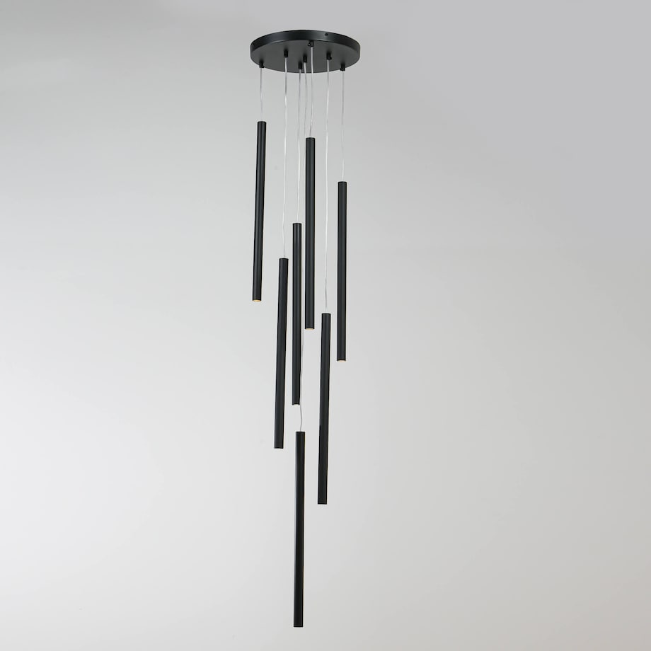 Czarna lampa wisząca Lungo metalowe tuby nad stół do salonu