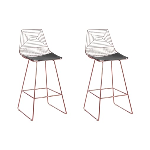 Zestaw 2 krzeseł barowych metalowy złoty róż BISBEE