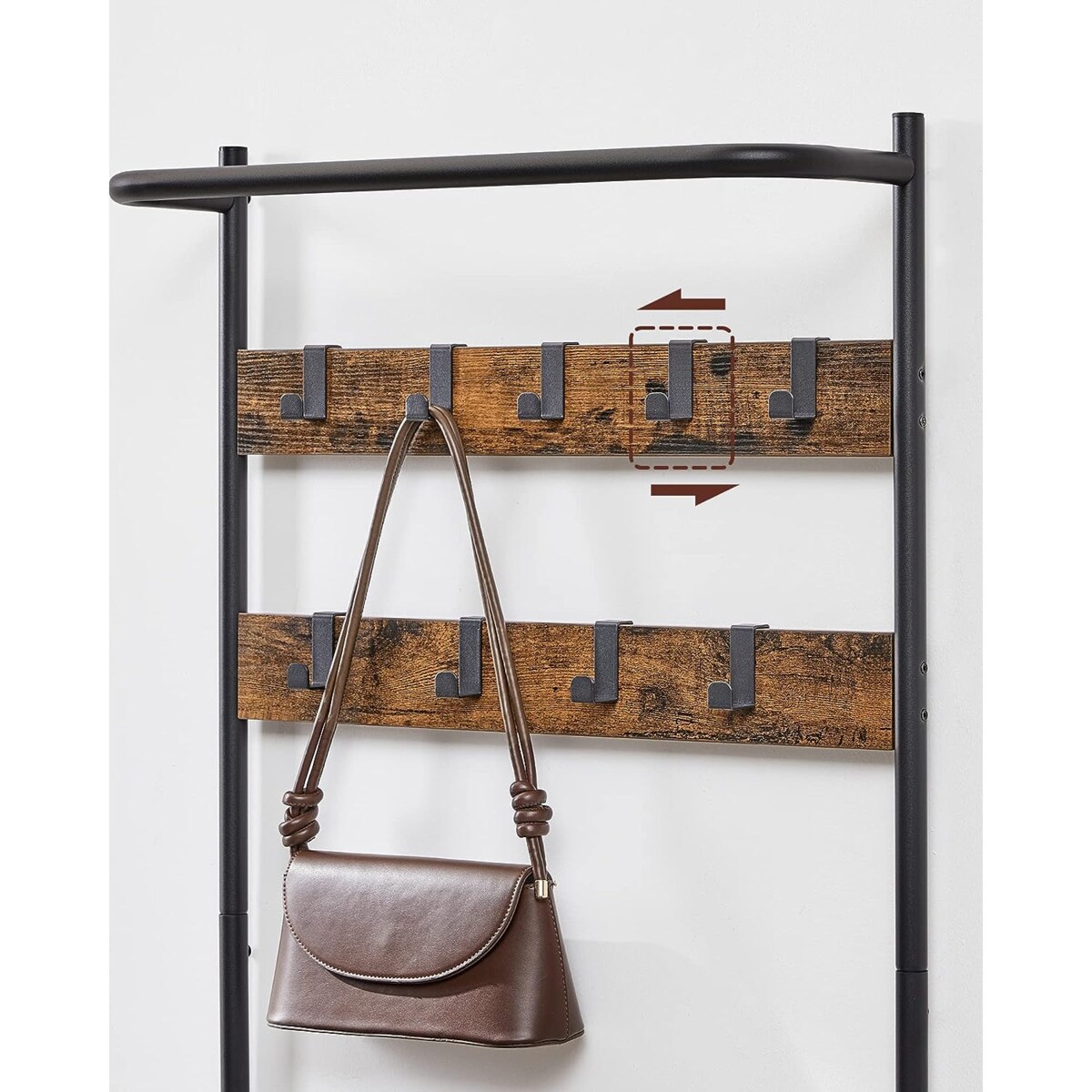 Wieszak Stojak Na Ubrania 64X32,2X180 Cm Rustykalny Brąz (Vintage), Czarny