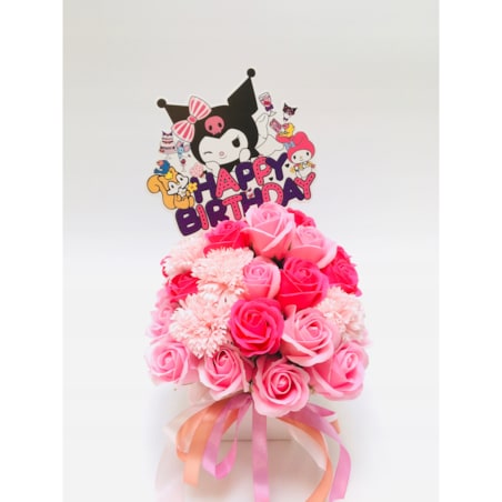 FLOWER BOX RÓŻOWE kwiaty z mydła pachną na urodziny dziewczynki prezent dar