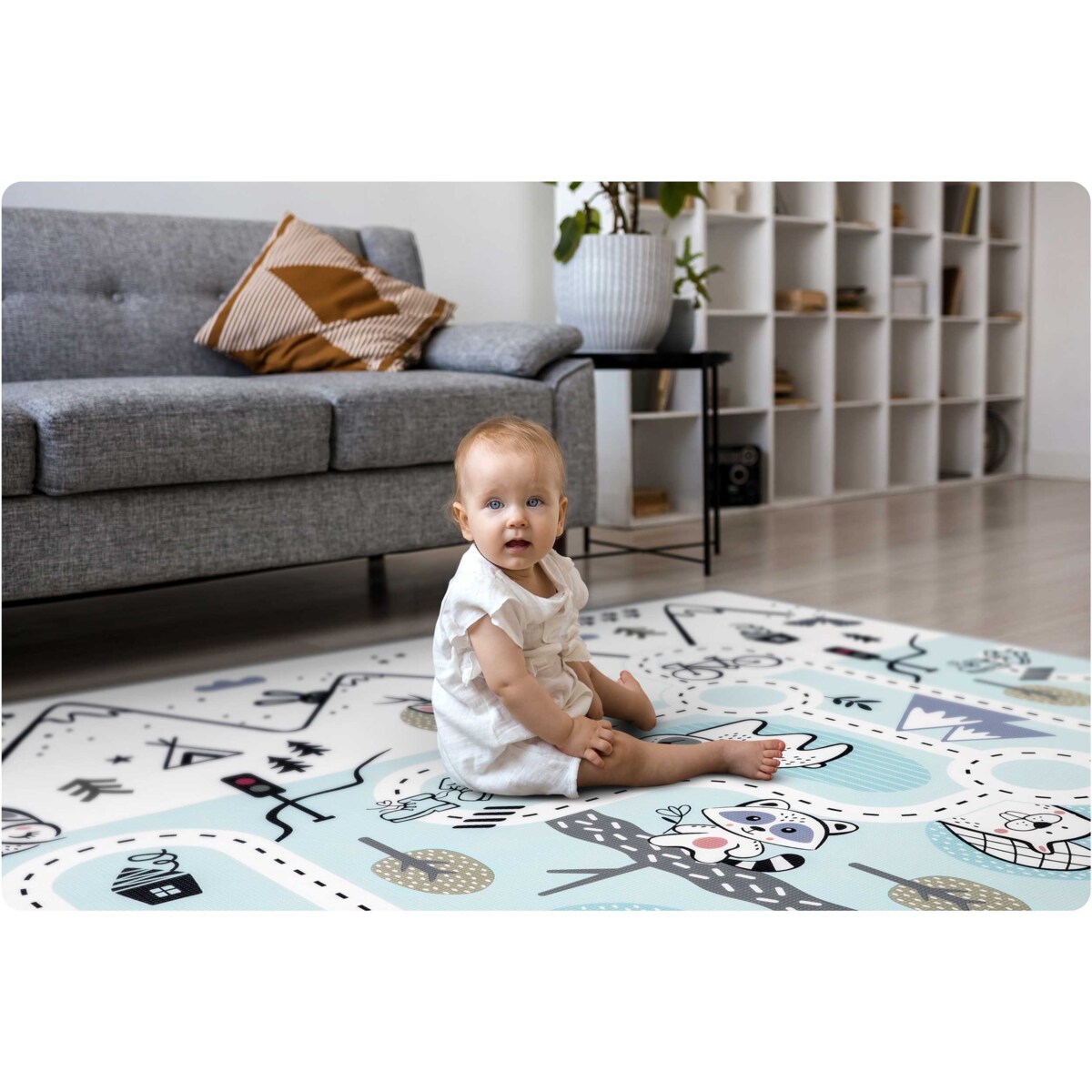 Mata piankowa edukacyjna dwustronna zwijana duża 180x150cm Nukido