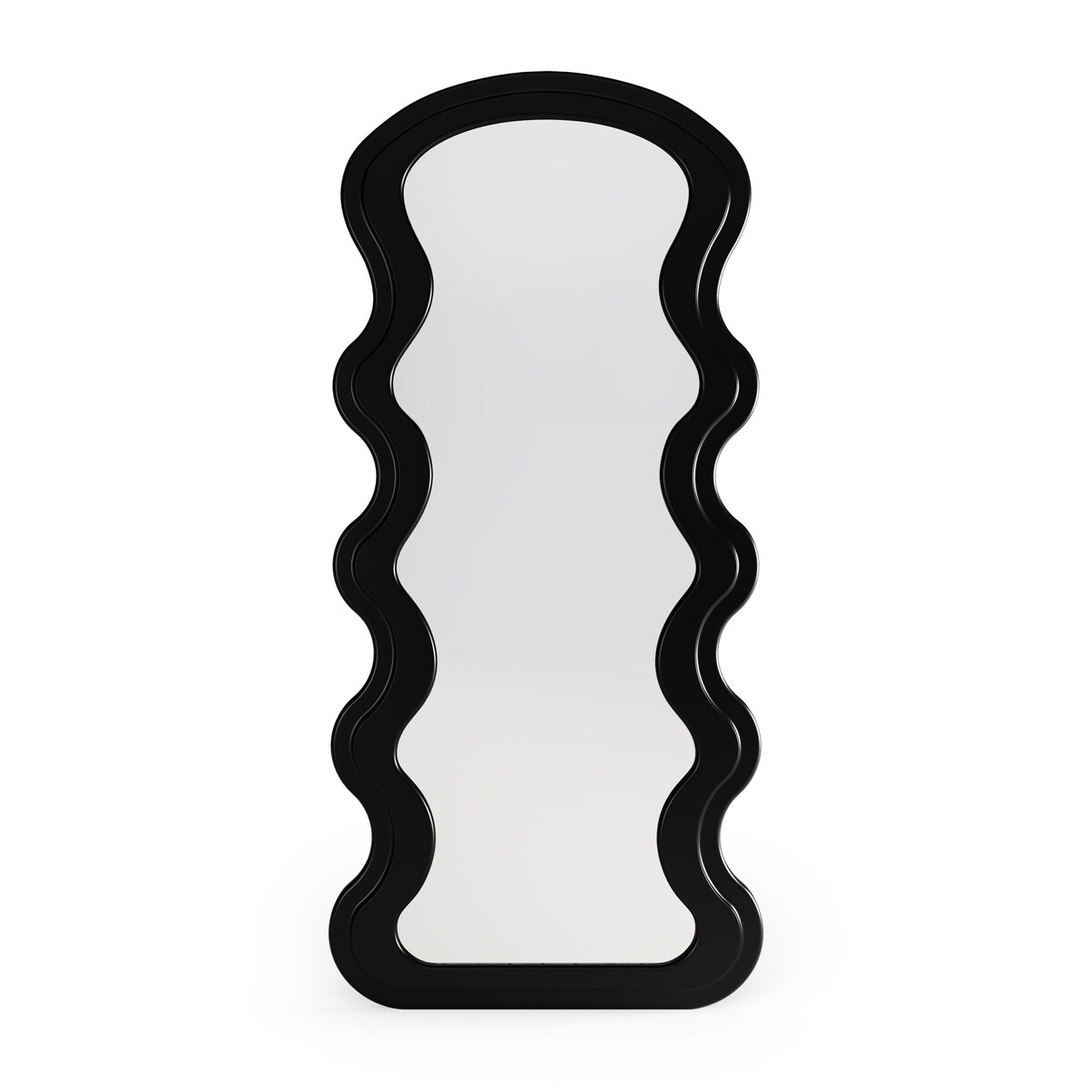 Lustro wiszące w czarnej ramie faliste 177x75 cm