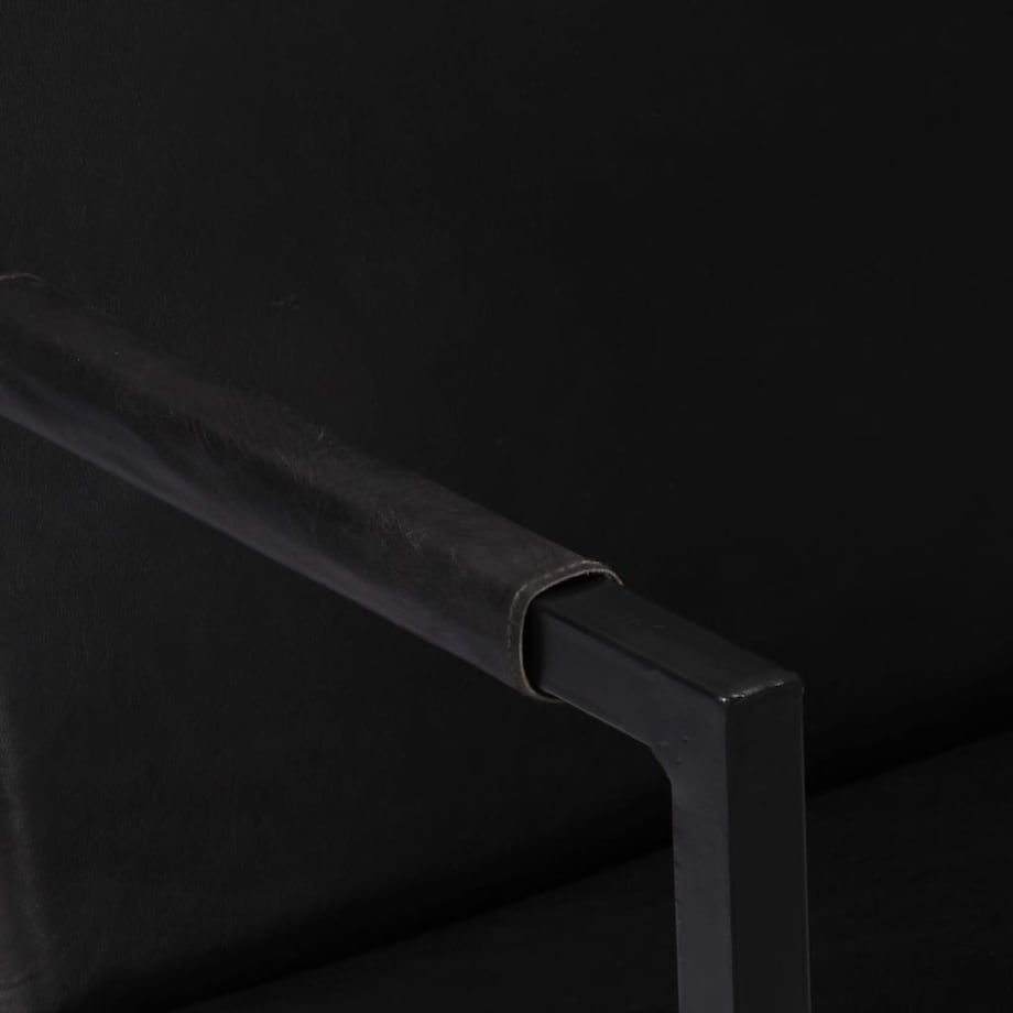 vidaXL Fotel, czarny, skóra naturalna