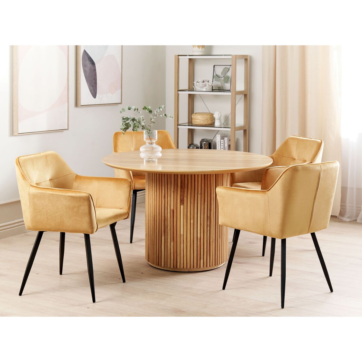 Zestaw 2 krzeseł do jadalni welurowy żółty JASMIN