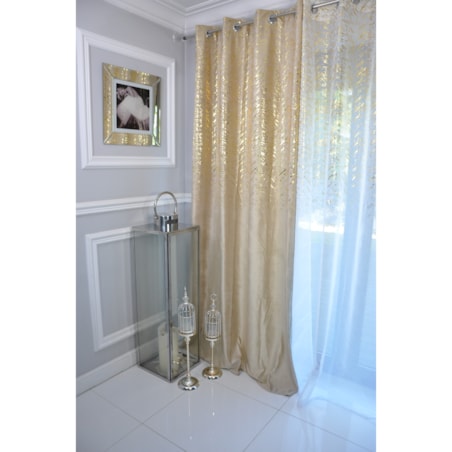 zasłona welurowa "velvet glow" złoty print 140x250 cm jasny beż