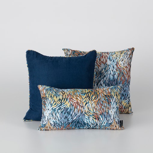 Zestaw poduszek do salonu Impressio blue, 43x43/45x45/ 47x28 cm