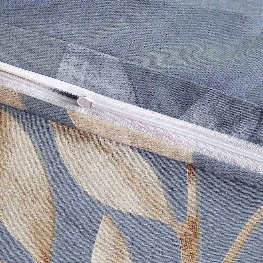 Pościel bawełniana 140x200 Sandleaf niebieska w beżowe liście, Cottonlove