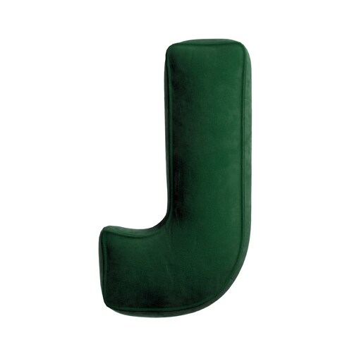Poduszka literka J, butelkowa zieleń, 35x40cm, Posh Velvet