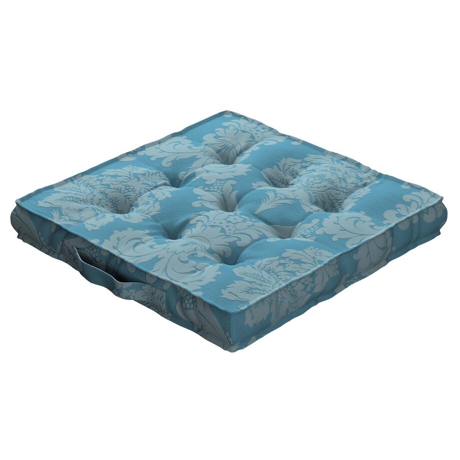 Poduszka na krzesło Kuba, liście akantu na niebieskim tle , 50 x 50 x 10 cm, Damasco