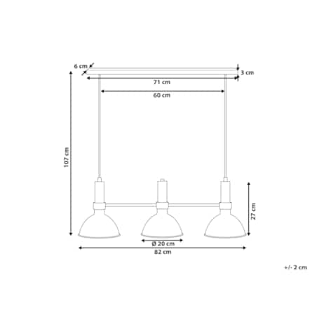 Lampa wisząca 3-punktowa metalowa czarno-złota BELES