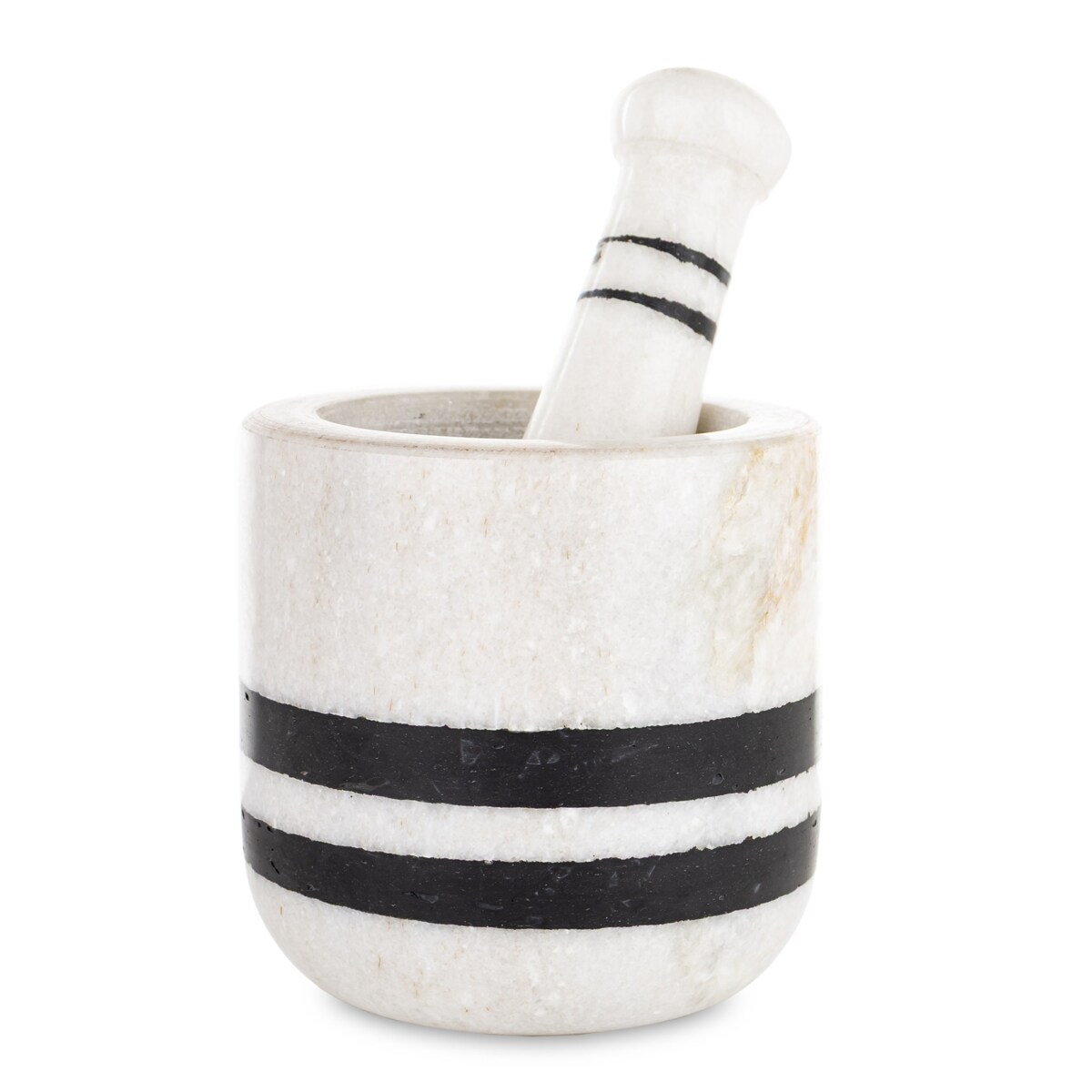 Moździerz kuchenny marmurowy w 2 czarne paski Ø 10 cm