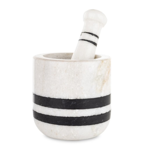 Moździerz kuchenny marmurowy w 2 czarne paski Ø 10 cm