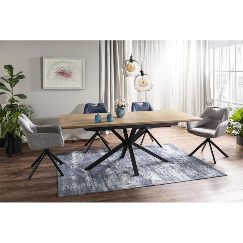 Stół rozkładany LOGAN 160(200)x90 dąb/czarny mat