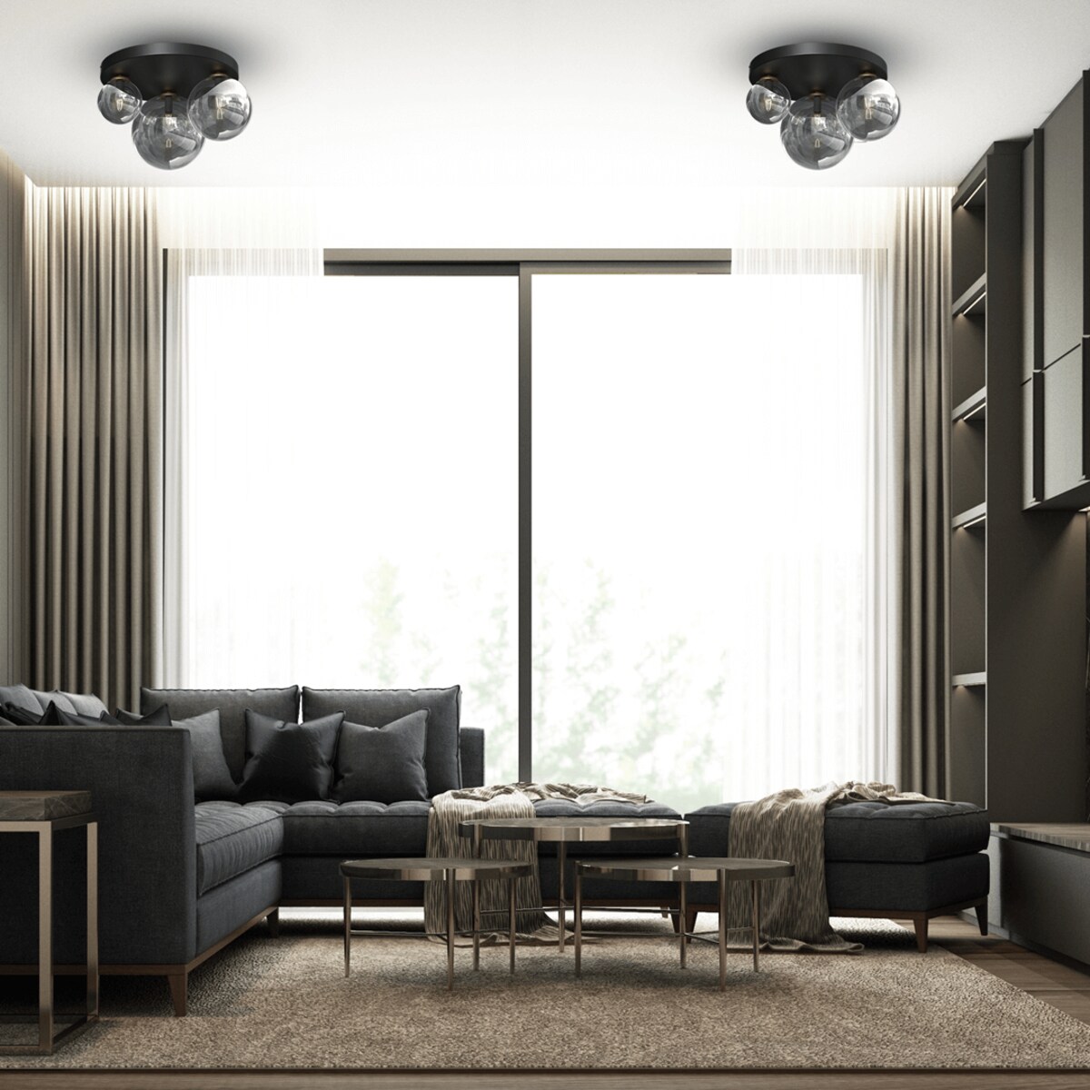 Loftowa lampa sufitowa Reflex szklane kule przydymione