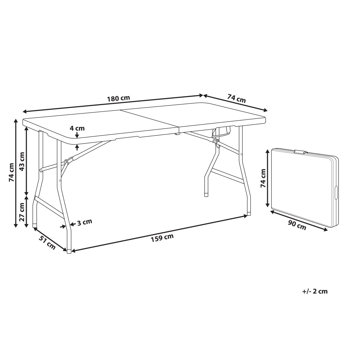 Stół ogrodowy CUGNOLI 180 cm 74 cm Biały